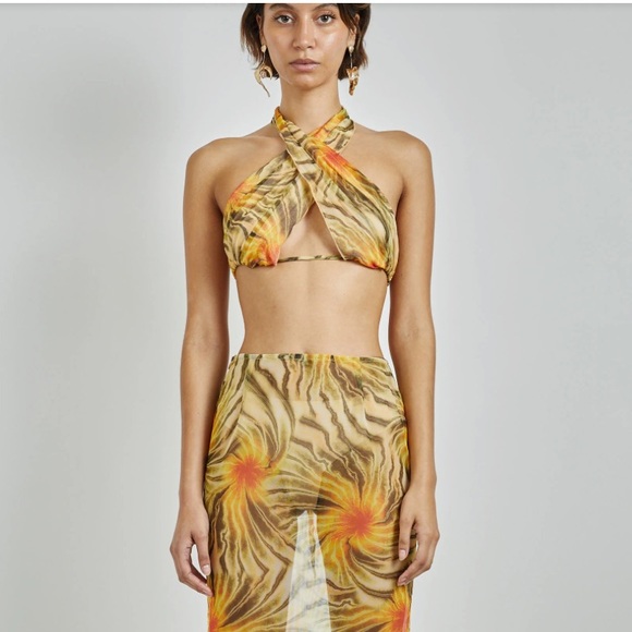 NWOT Kim Shui Sheer Max Tropics Top in size S - Picture 3 of 8